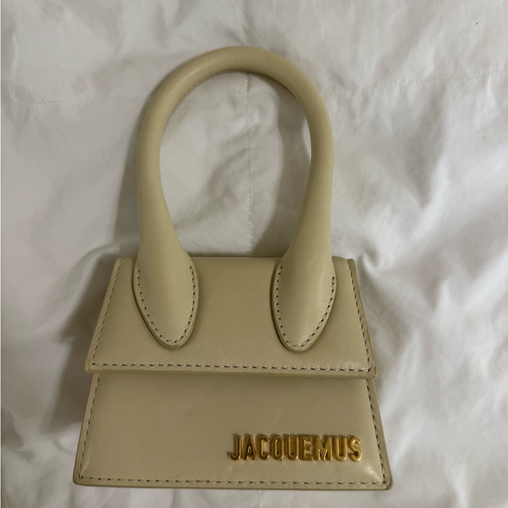 Jacquemus Cream Mini Bag with Gold Logo